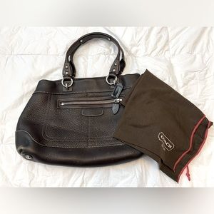 Coach brown leather tote with dust cover